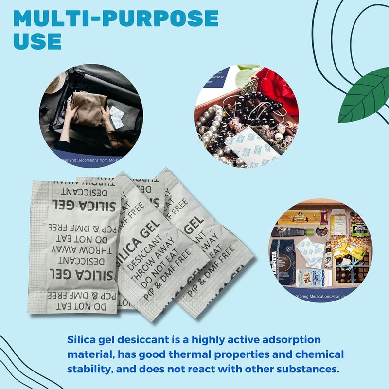 Elysian Silica Gel Pouch 2 gram Pouch WhiteDesiccantMoisture Absorbent 2 Gram X 25Pcs aprox 50 Gram Moisture Absorber for Room Wardrobe Camera and Lenses to Avoid Moisture and Fungus - Image 2