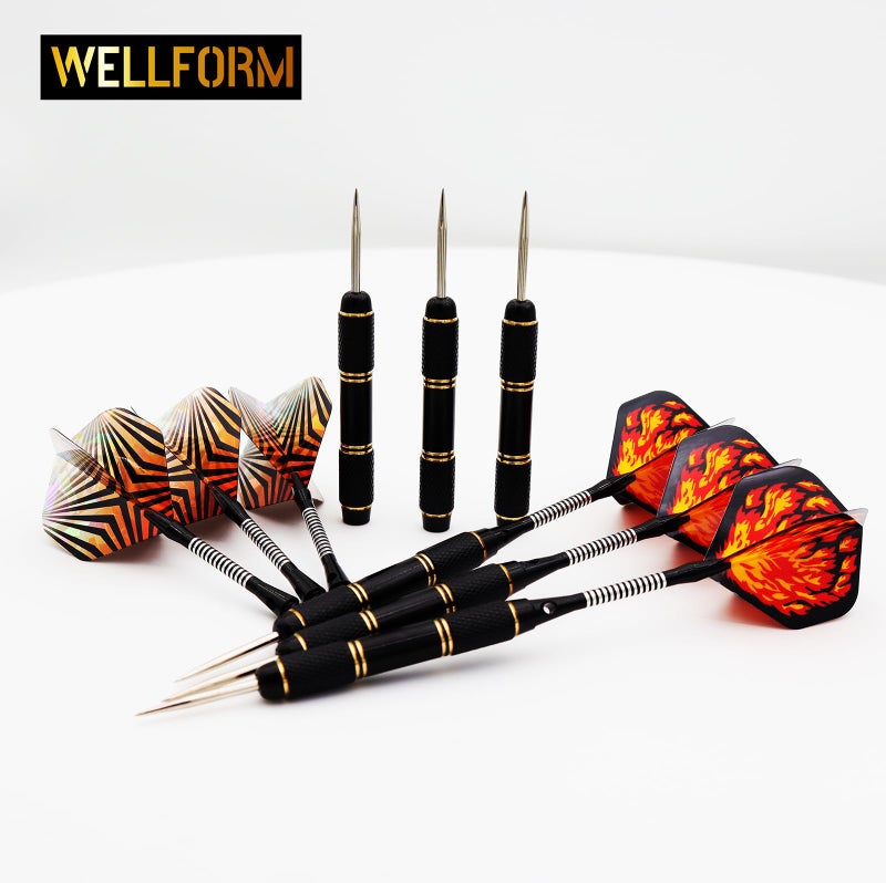 WELLFORM Darts Metal Tip Set, Steel Tip Darts Set 22g and 28g Professional Darts for Dartboard with Darts Guide and Darts Case, Aluminum Shafts, Brass Barrels, Extra Dart Flights, Dart Sharpener,etc. - Image 3