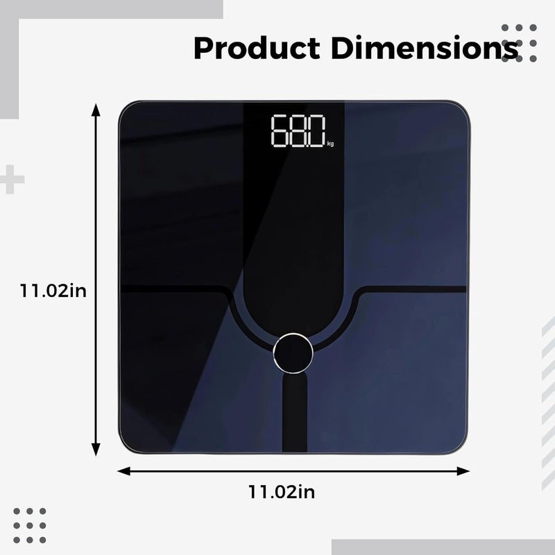 Comprehensive Body Fat Scale, Smart App Sync, 24 Metrics Measurement, High-Precision Design With Tempered Glass, Black - Image 5
