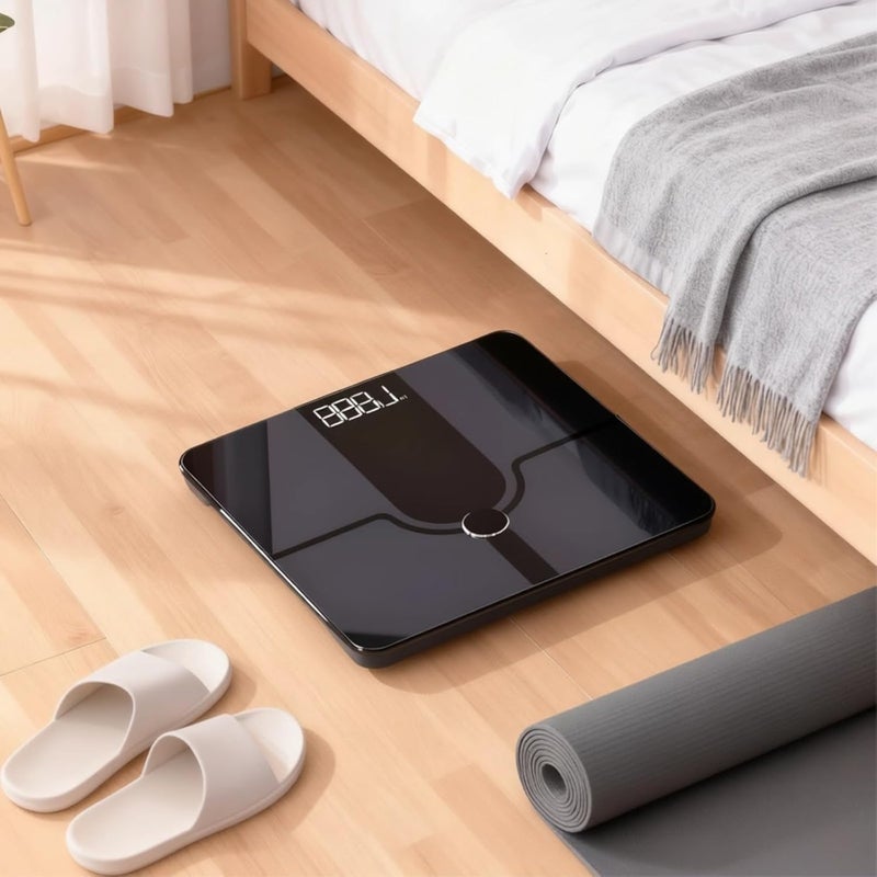 Comprehensive Body Fat Scale, Smart App Sync, 24 Metrics Measurement, High-Precision Design With Tempered Glass, Black - Image 2