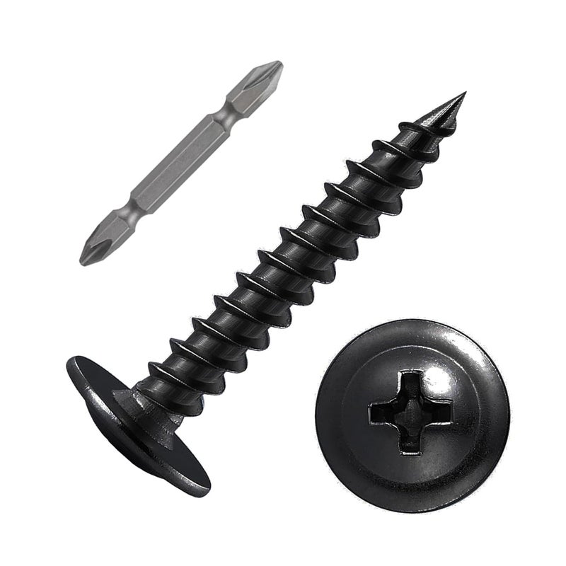 Wensilon Store (150 pcs)#8×1-1/2" Black Truss Head Wood Screws Quick Metal Self Tapping Zinc Oxide - Image 1