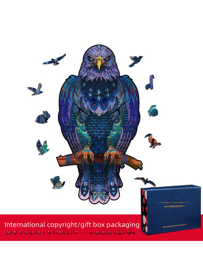 ألوان متنوعة - بازل خشبي بشكل الفيل والطاووس والأسد والبومة والمخلوق الفضائي، بزل ثلاثي الأبعاد للحيوانات، حجم متوسط. - Image 5