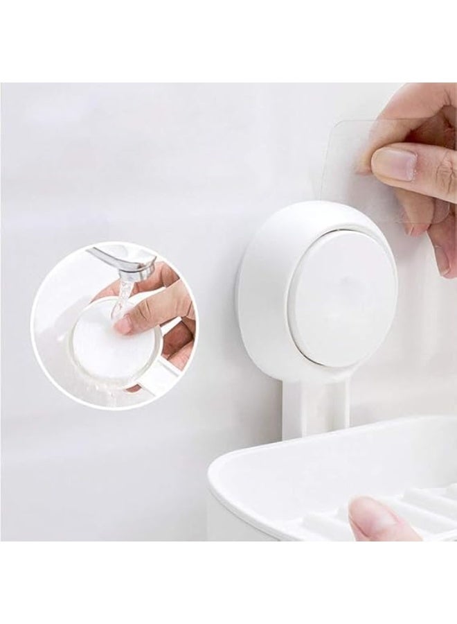 إيكوكو Double Layer Soap Dish Vacuum Suction Cup Soap Holder with Drain Soap Saver Tray Bar Soap Sponge Holder for Shower, Bathroom, Kitchen Sink  - Image 3