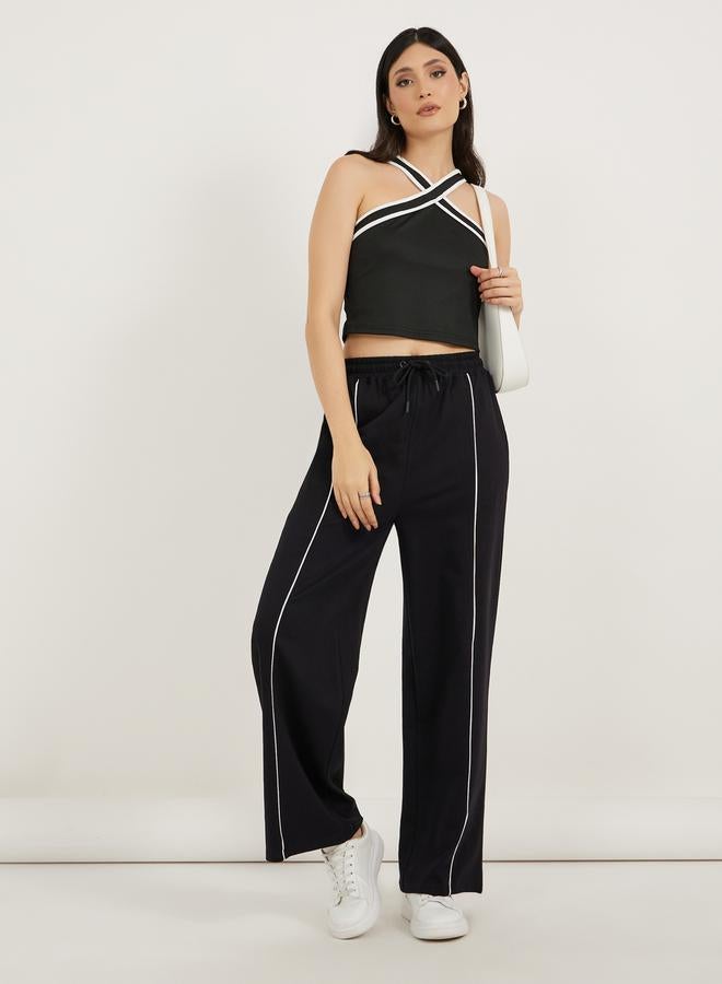 Styli Wide Leg Drawstring Joggers with Pintuck Detail  - Image 1