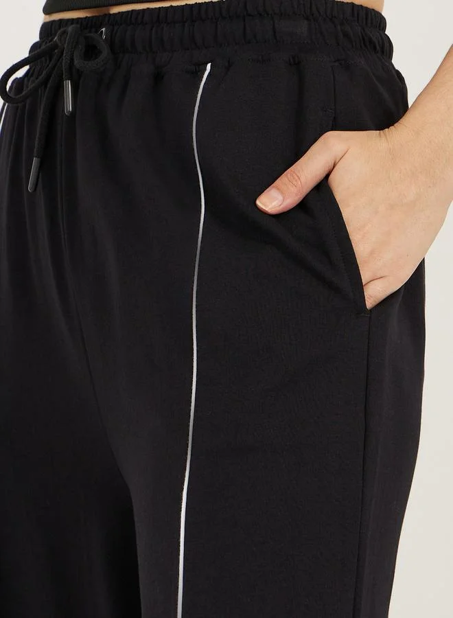 Styli Wide Leg Drawstring Joggers with Pintuck Detail