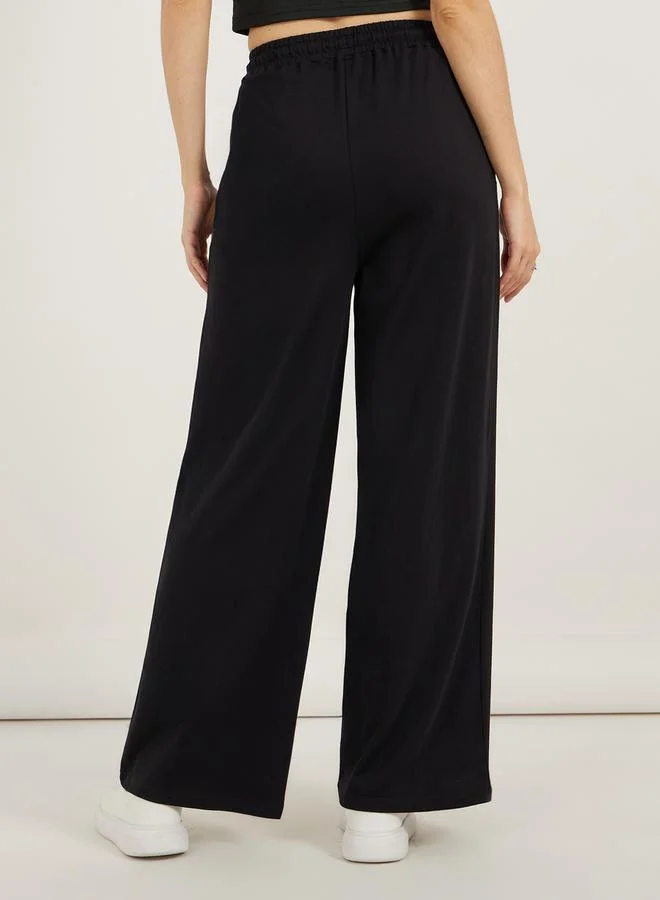 Styli Wide Leg Drawstring Joggers with Pintuck Detail