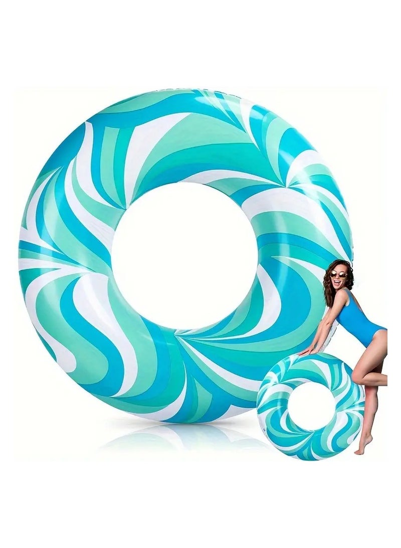 Goolsky 1pc Inflatable Simple Print Swimming Ring, Water Floating Ring, For Water Sports Training, Pool Party(90#) - Image 1