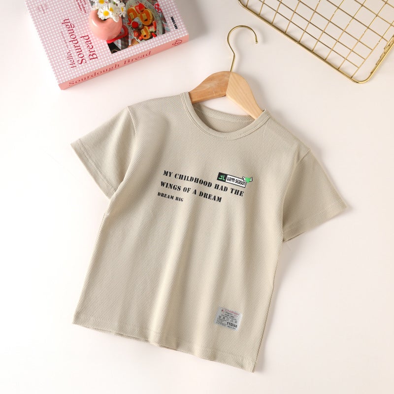 2025 Summer Children'S Cotton Short-Sleeved Boys' T-Shirt Boys And Girls Half-Sleeved Medium And Large Children'S Bottoming Top Girls' White T-Shirt - Image 1