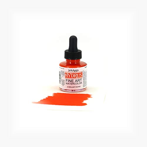 Dr. Ph. Martin's Hydrus Fine Art (3H) Watercolor Bottle, 1 oz, Brilliant Cad Red - Image 2