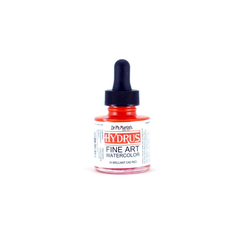 Dr. Ph. Martin's Hydrus Fine Art (3H) Watercolor Bottle, 1 oz, Brilliant Cad Red - Image 3