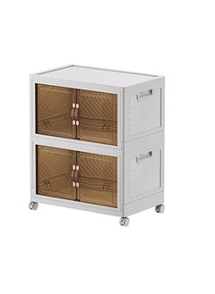 2 Layers Multi-Functional Foldable Storage Cabinet with Doors and Wheels (162L)