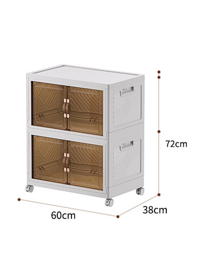 keke - 2 Layers Multi-Functional Foldable Storage Cabinet with Doors and Wheels (162L) - Image 1