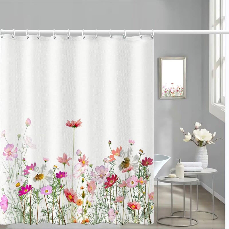 Niidder Floral Shower Curtain  Gesar Flower Shower Curtain -72 ""W x 78"" L  with 12 Hooks  Hem Weighted Bathtub Shower Curtain  Waterproof Shower Curtain  Shower Curtains for Bathroom - Image 2