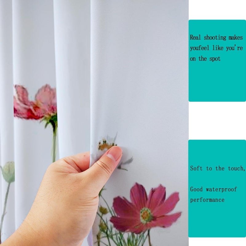 Niidder Floral Shower Curtain  Gesar Flower Shower Curtain -72 ""W x 78"" L  with 12 Hooks  Hem Weighted Bathtub Shower Curtain  Waterproof Shower Curtain  Shower Curtains for Bathroom - Image 3