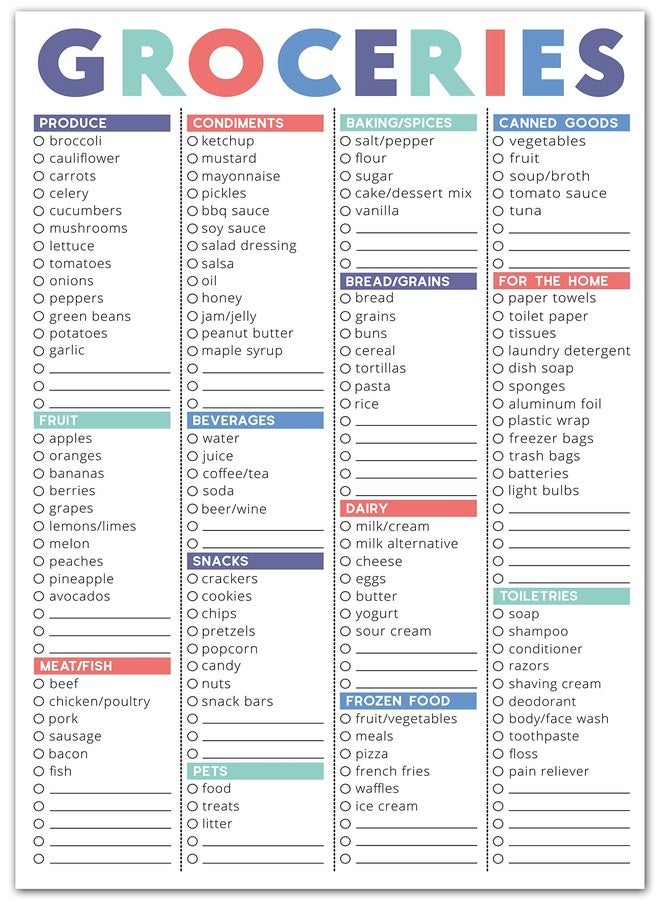 Sweetzer & Orange FastCheck Grocery List Magnet Pad for Fridge. 6x9” Magnetic Notepad with Printed Shopping List Items and Blank Grocery Shopping Spaces. 60 Page Notepad Weekly Planner - Image 1