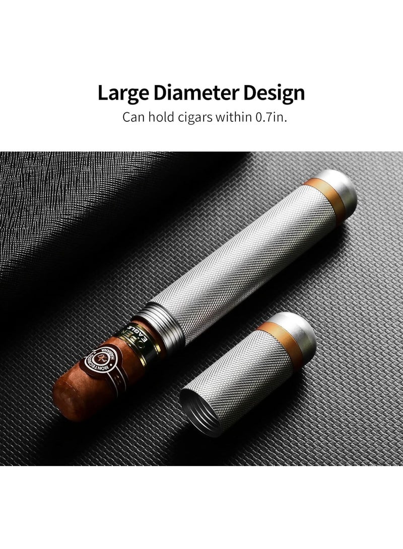 Aluminum Cigar Case Tube, Portable Stainless Steel Elegant Travel Single Metal Cigar CaseTube Humidor Air Tight Smell Proof Cigar Holder Case Accessories for Business Travel Outwork (Silver) - Image 5