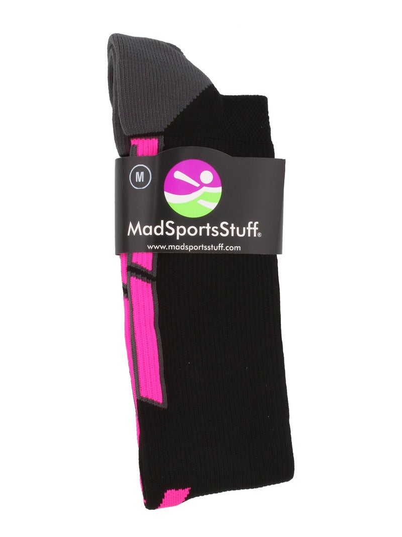 MadSportsStuff جوارب ميد سبورتس ستاف تريومف وردية الشريط للتوعية (أسود/نيون وردي، صغير) - Image 3
