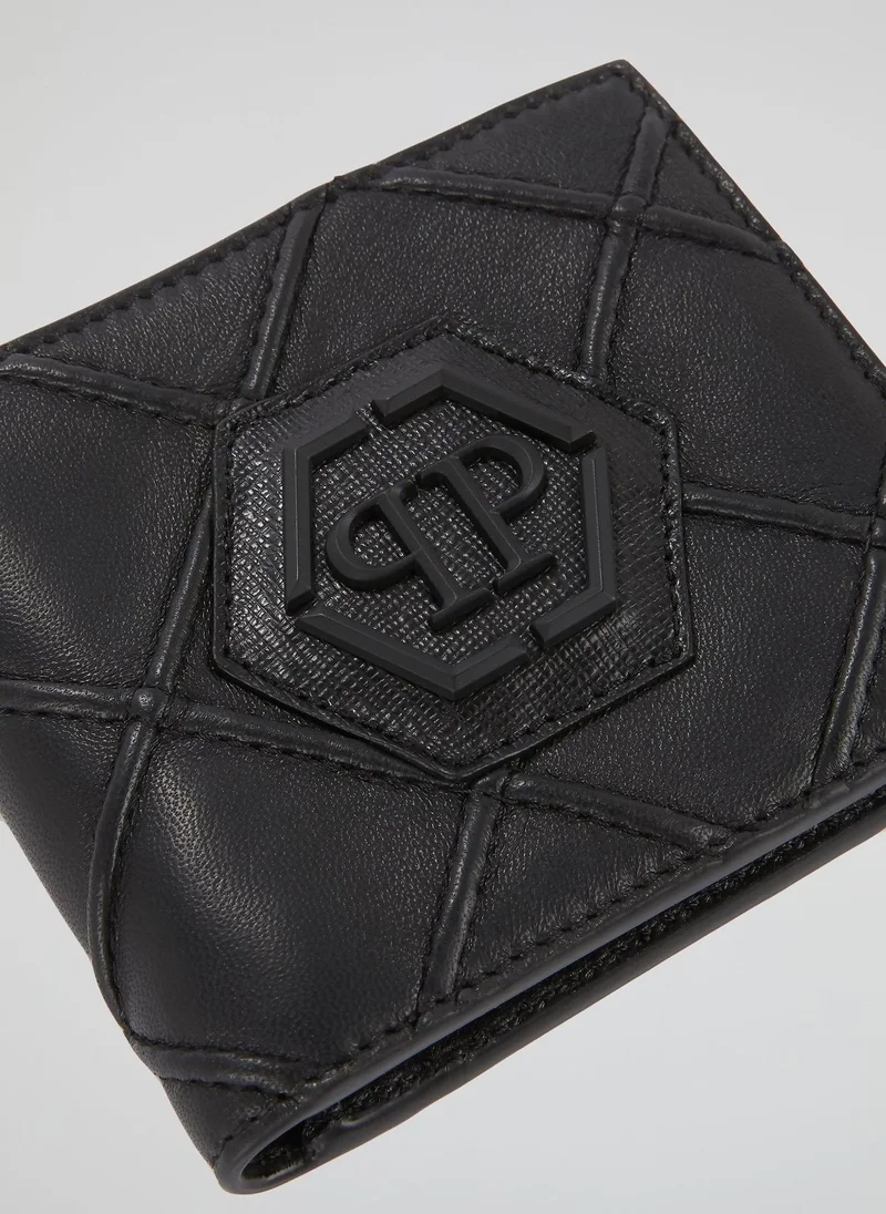Philipp Plein  Black Geometric Logo French Wallet  | Best Price UAE