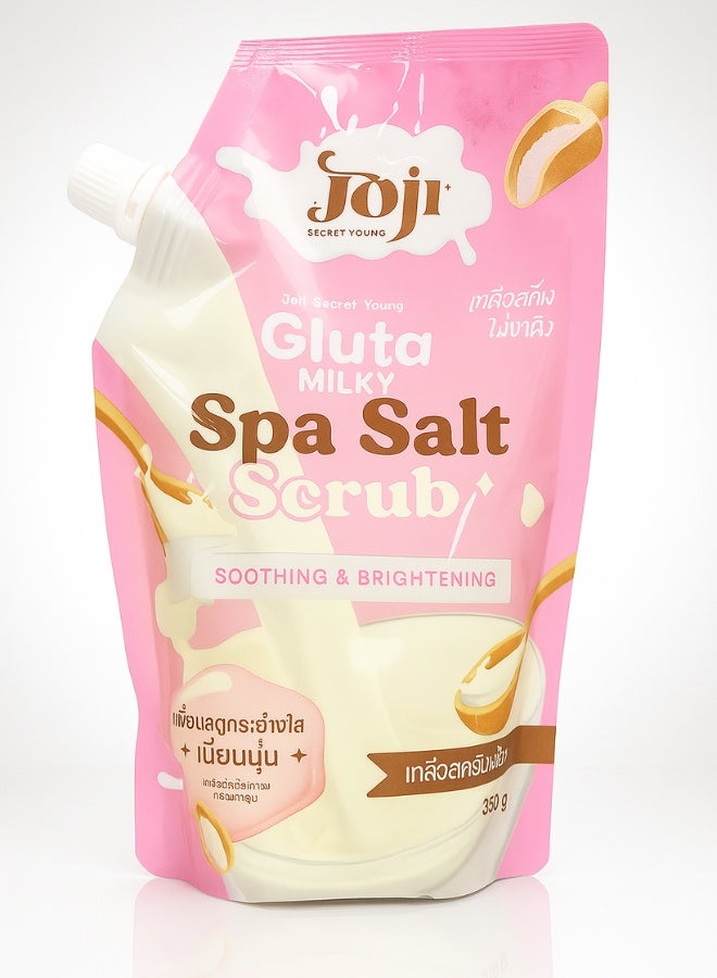 Gluta Milky Spa Salt Scrub Soothing and Brightening 350 g Whitening Moisturizing Exfoliating Body Scrub with Glutathione and Milk Extract for Smooth Soft Radiant Skin