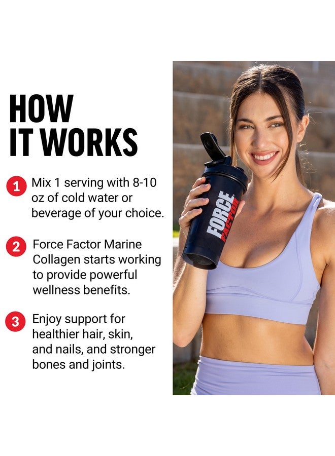 Force Factor مسحوق كولاجين بحري من FORCE FACTOR للنساء والرجال، ببتيدات كولاجين بحري من النوعين I و III مع حمض الهيالورونيك لدعم صحة الشعر والبشرة والأظافر والعظام والمفاصل، بدون نكهة، 30 حصة - Image 4