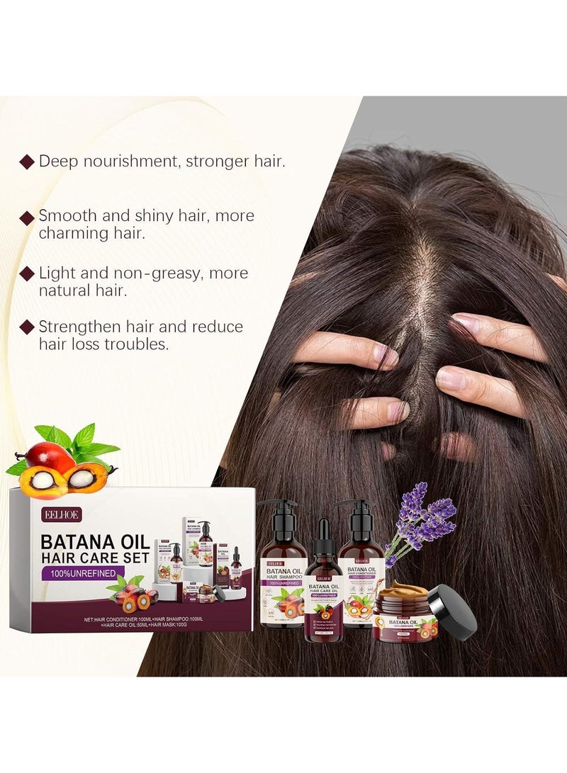 EELHOE Batana Oil Volumizing Shampoo And Conditioner Set, Hair Care Repairs Anti-frizz, Deep Nourishes Scalp, Smooth Hair Travel Set Include Shampoo Conditioner Hair Mask Hair Oil (4pcs) - Image 3
