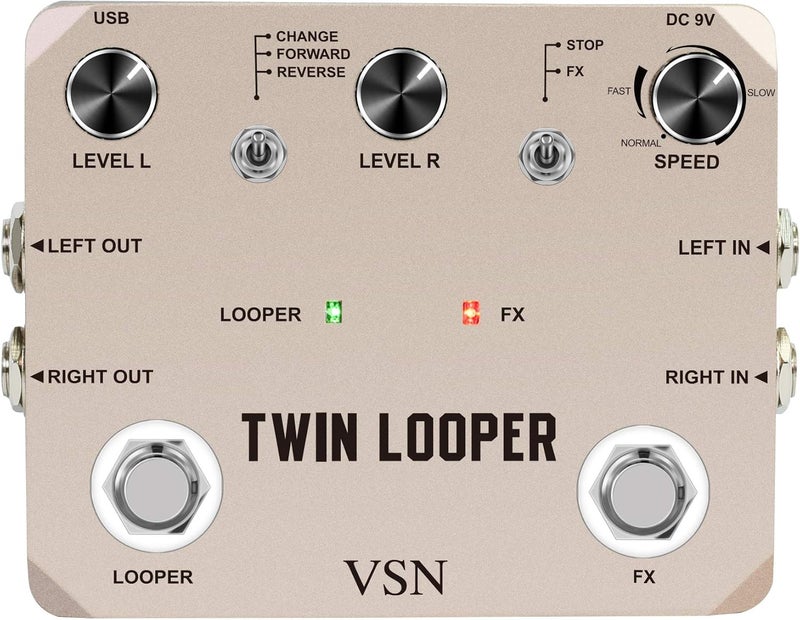 VSN Looper Pedal, Stereo Guitar Loop Pedals, Guitar Effect Pedal Loop Station Multi-function 11 Types of Play with 10 Minutes Loop Time, 44.1kHz/24Bit Guitar Effects Pedal - Image 1