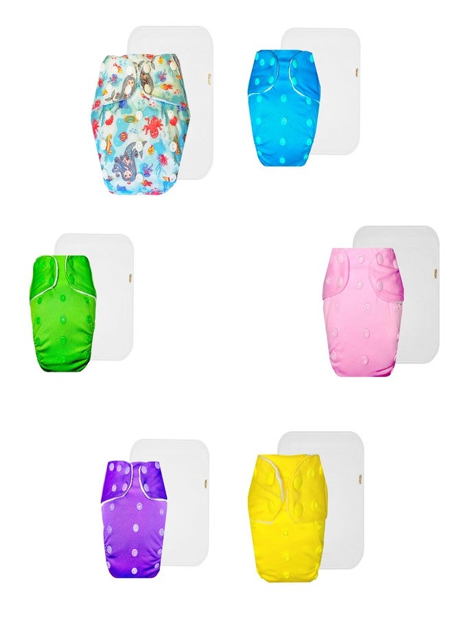 Dumbledo Premium Cloth Diaper with Cotton Insert (Pack of 6) | Snug Fit | 6-Layer Absorbent Pad | Quick Dry | Trusted by Moms | 3 Months - 3 Years | Unisex Baby - Image 1