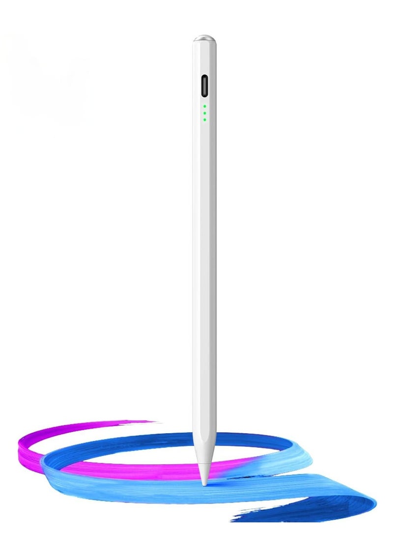 IPad Touchpen -13 minute fast charging, with tilt sensitivity and palm misoperation function, suitable for iPad 11/10/9/8/7/6 generation, Air 7/6/5/4/3/M3/M2, Pro 13 "/12.9"/11 "/M4, Mini 7/6/5th, white - Image 1