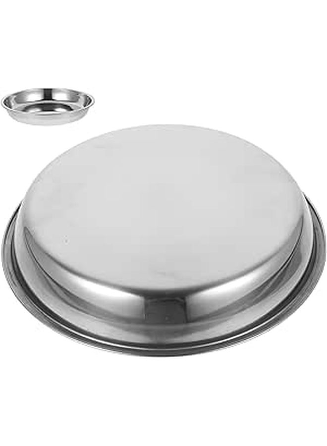 26cm Stainless Steel Round Dinner Plate for Steak Pasta and Home Dining - Image 1