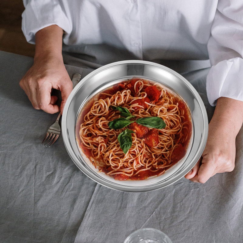 26cm Stainless Steel Round Dinner Plate for Steak Pasta and Home Dining - Image 5