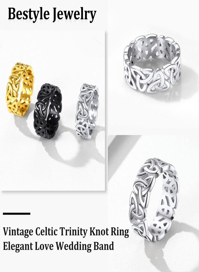 Bestyle Celtic Knot Band Rings for Men Women, Stainless Steel Irish Finger Ring Viking Wedding Bands Jewelry Gift Wedding Promise (08-Stainless Steel-Style03) - Image 5
