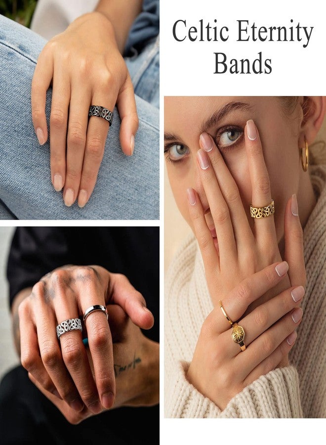 Bestyle Celtic Knot Band Rings for Men Women, Stainless Steel Irish Finger Ring Viking Wedding Bands Jewelry Gift Wedding Promise (08-Stainless Steel-Style03) - Image 2