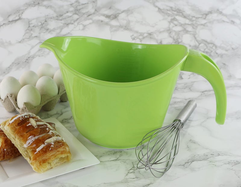 Reston Lloyd Batter Mixing Bowl with Pour Spout, 2 Quart, Heavy Duty BPA-Free Plastic - Microwave & Dishwasher Safe, Non-Slip Base, Ergonomic Space Saving Detachable Handle - Image 2