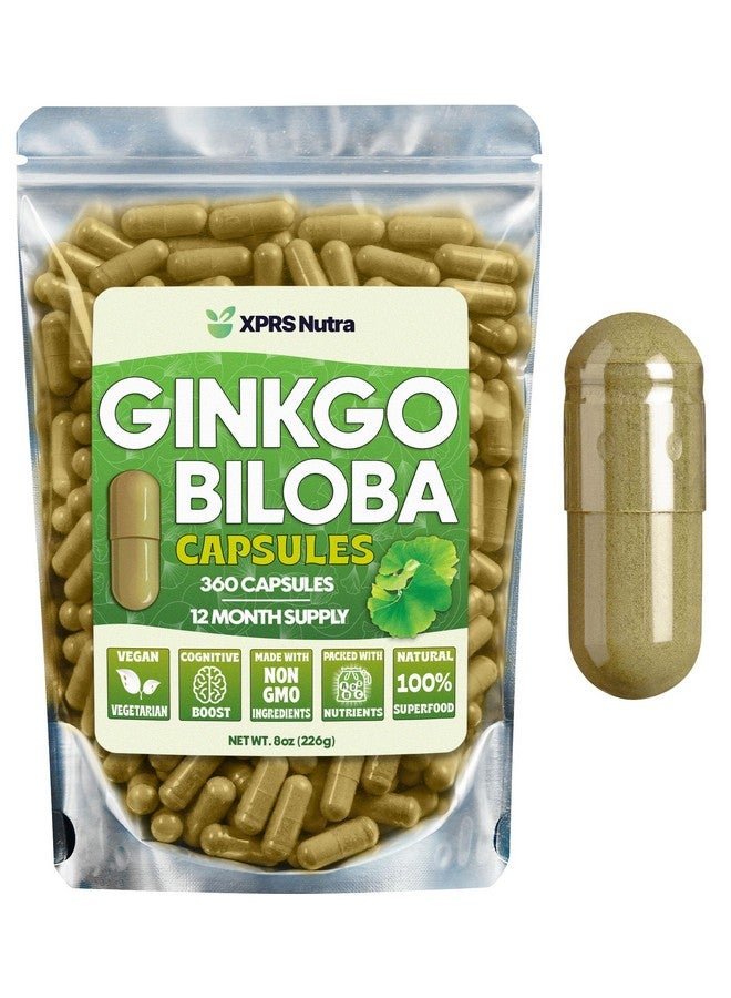 XPRS Nutra Ginkgo Biloba Capsules - Gingko Biloba Encapsulated Supplements for Cognition - Vegan Friendly Ginkoba Biloba - Immunity Boosting Ginkgo Biloba Capsules - 360 Count - Image 1