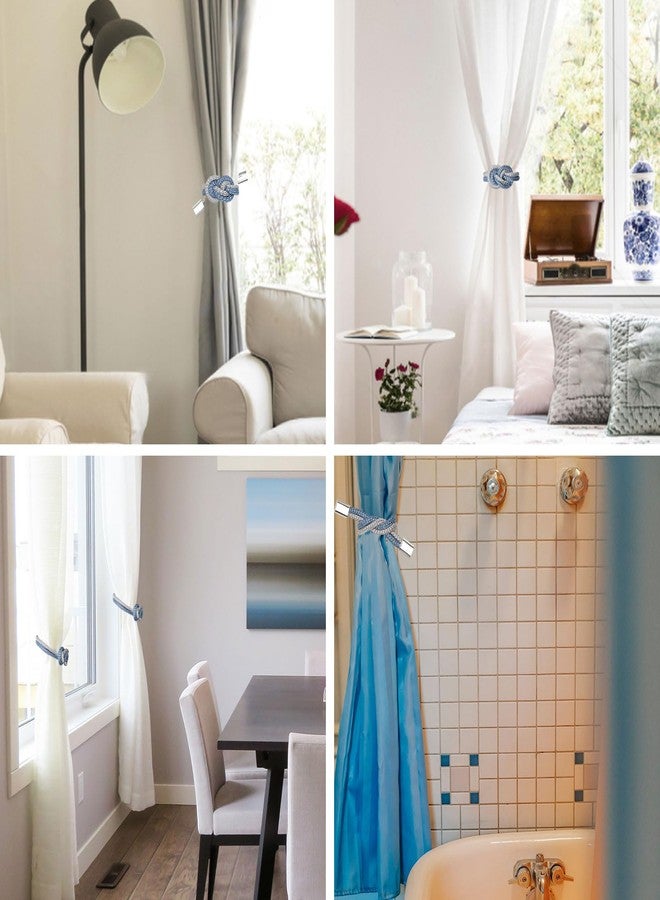 NICEEC ربطات ستائر مغناطيسية صغيرة من NICEEC، عبوة من قطعتين، بتصميم نورديك بسيط، ربطات ستائر أنيقة منسوجة يدويًا بعقدة حبل، مشابك ستائر زخرفية للمنزل والمكتب، ستائر نوافذ رقيقة (أزرق ورمادي). - Image 5
