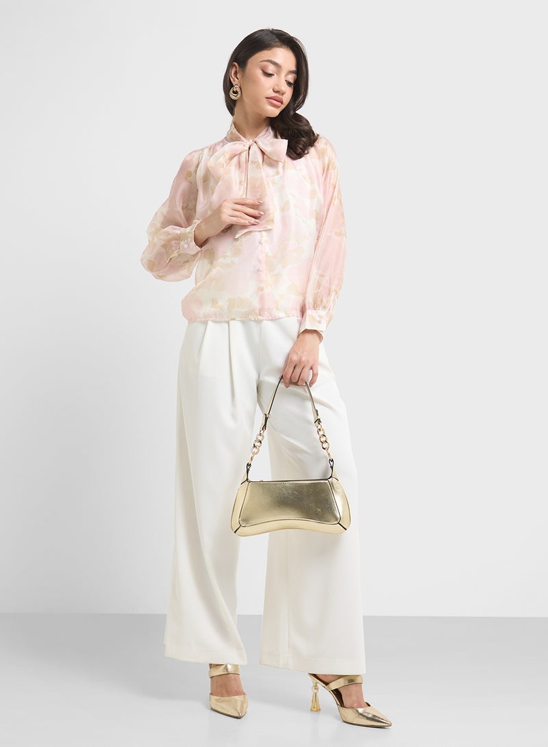 ELLA Printed Top With Neck Tie Up  - Image 4