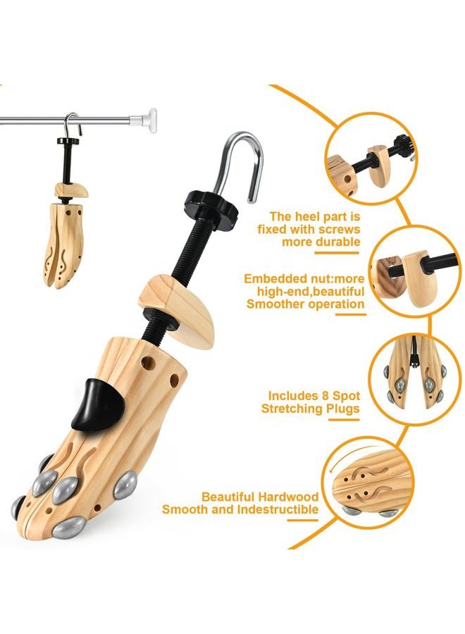 eachway Wooden Shoe Stretcher Men Women,Premium 4-Way Shoe Tree Stretch Length Width for Wide Feet, L(for Men's Size10-13.5), L(for Men's Size10-13.5) - Image 2