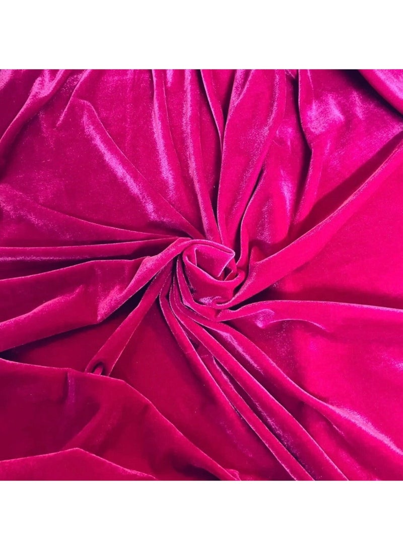 JewelOnPalette Hot Pink Polyester Velvet Fabric 45'' Cut by Yard, for for Bows, Head Wraps, Scrunchies, Clothes, Costumes, Crafts , Cushions - Image 1