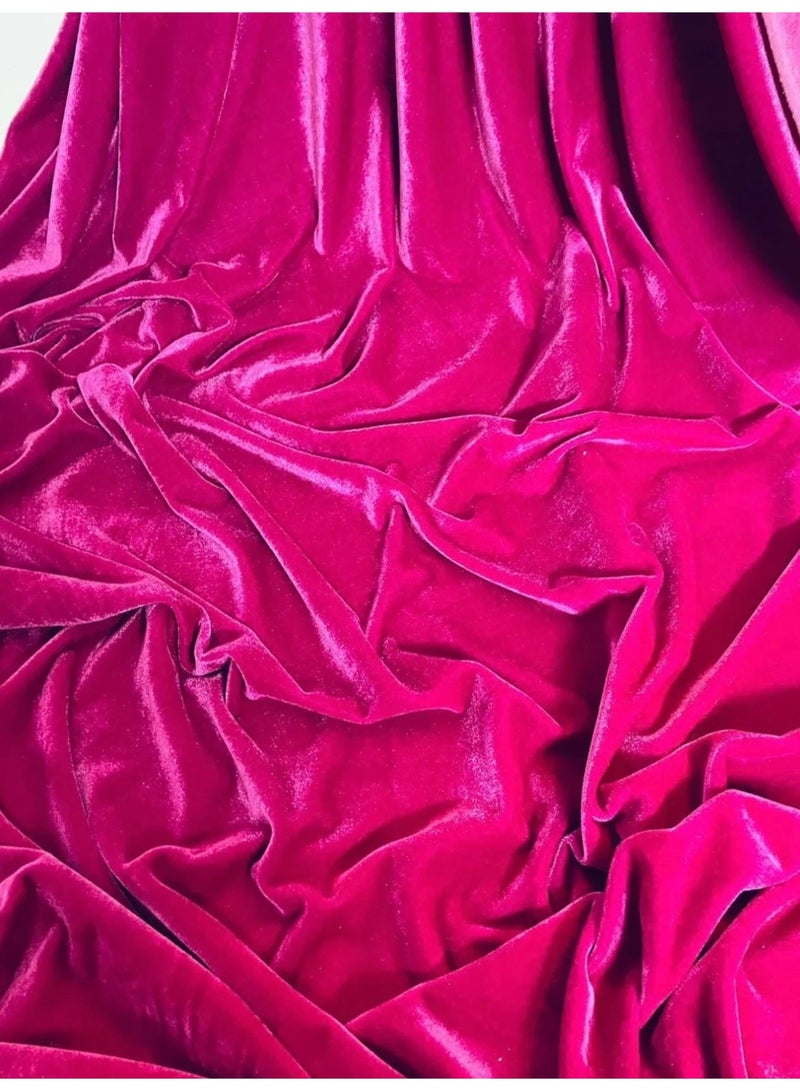 JewelOnPalette Hot Pink Polyester Velvet Fabric 45'' Cut by Yard, for for Bows, Head Wraps, Scrunchies, Clothes, Costumes, Crafts , Cushions - Image 2