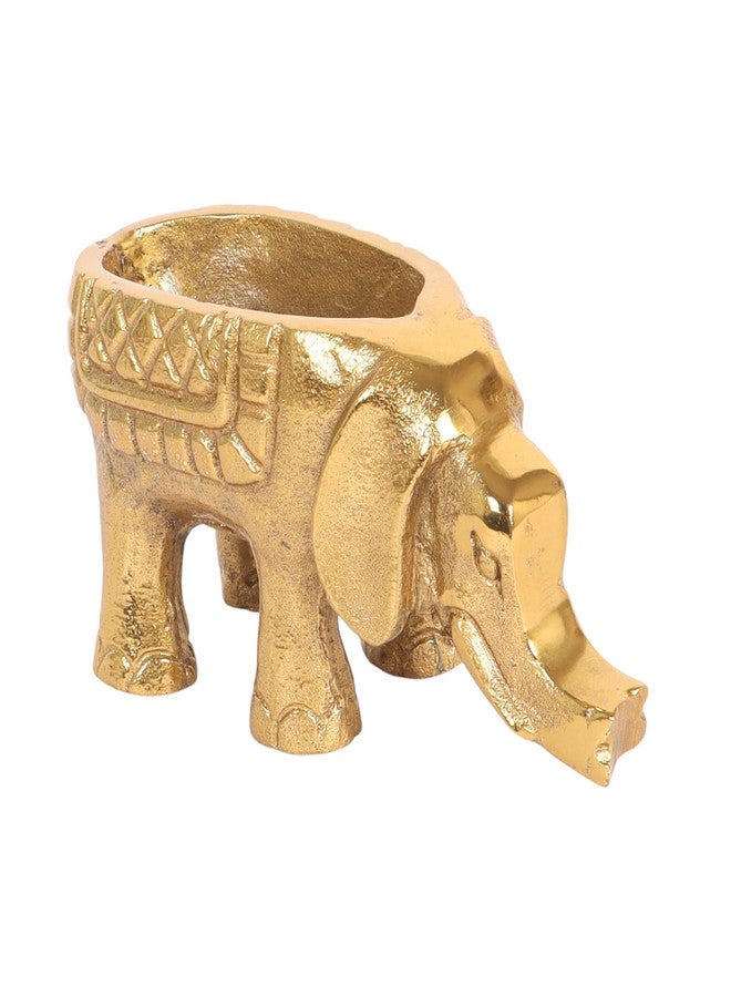 Two Moustaches Aluminium Elephant Shaped Flower Vase, Metal Elephant Showpiece, Flower Vase for Home & Office Decor, Housewarming Gifts, Home Decor Items, Golden, Pack of 1 - Image 2