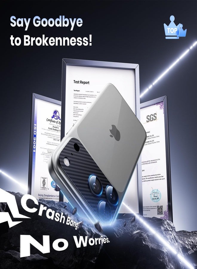 Hoerrye واقي عدسة كاميرا Hoerrye لهاتف iPhone 17 Pro - [مقاوم للكسر حتى ارتفاع 12 قدمًا، معيار عسكري] [امتصاص قوي] غطاء معدني علوي، زجاج مقوى 9H+، غطاء كامل لشاشة الكاميرا، متوافق مع أغلفة الحماية، ألياف كربونية - Image 2