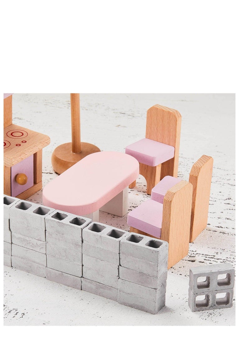 null - 24 Pcs Miniature Cinder Blocks, Mini Bricks with 1/12 Scale, Mini Dollhouse Accessories, Mini Cement Building Blocks, Suitable for Kids (Gray) - Image 1
