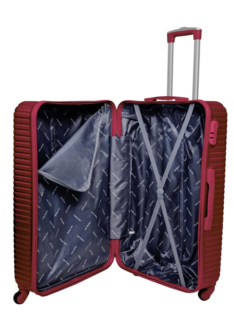 TRAVEL WAY - TravelWay Lightweight 24 inch Checked Suitcase Luggage for 20 kg - Hardshell Suitcase Spinner Luggage for Travel | ABS Luggage with 4 Spinner Wheels (Burgundy Red, 24 Inches (61 cm)) - Image 1