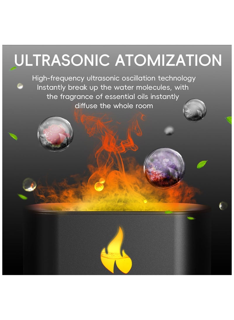 SOLARAE جهاز توزيع الزيوت العطرية بتصميم مدفأة، جهاز توزيع الزيوت العطرية، جهاز توزيع مصباح الملح الهيمالايا بسعة 250 مل، مرطب هواء بالموجات فوق الصوتية لغرفة النوم، المكتب، المنزل، إيقاف التشغيل التلقائي، ضوء ليلي (أسود) - Image 5