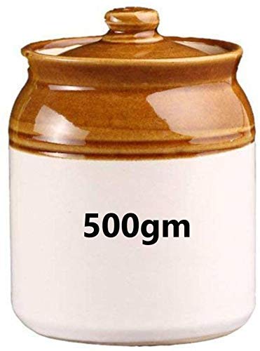SHRIYAM CRAFTS Dining Table Pickle Jar ceramic Jars Containers For Storage hand Painted Ceramic Barni (JAR 500ML PACK OF 2) - Image 2