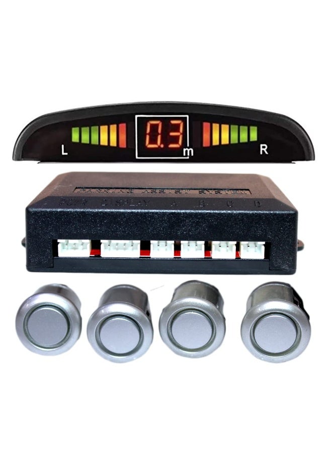 A ZONE Car Parking Sensor 4 Sensors Auto Reverse Assistance Backup Radar Detector System Digital Display Double-sided tapes 12v power cable Control Box - Image 1