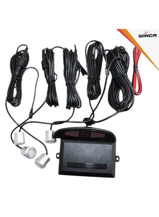 A ZONE Car Parking Sensor 4 Sensors Auto Reverse Assistance Backup Radar Detector System Digital Display Double-sided tapes 12v power cable Control Box - Image 3