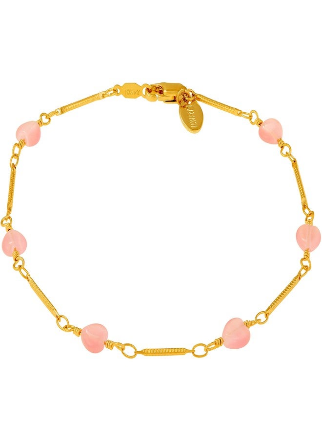 LIFETIME JEWELRY Womens Gold Anklet Pink Hearts Ankle Bracelet 24k Real Gold Plated (10.00) - Image 1