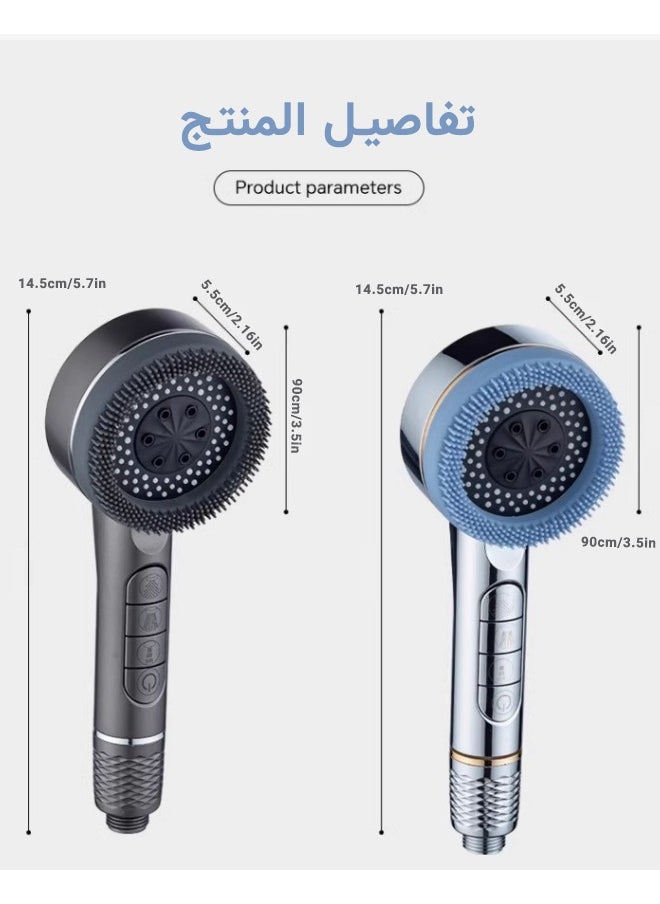Super ZYouth Shower Head-4 Spray Settings Filtered, Hard Water Softener Filtered ,  Shower Head with 60" PVC Hose and Stand, 3 Extra Cotton Filters, with Silicone Massage Brush, Gray  - Image 5