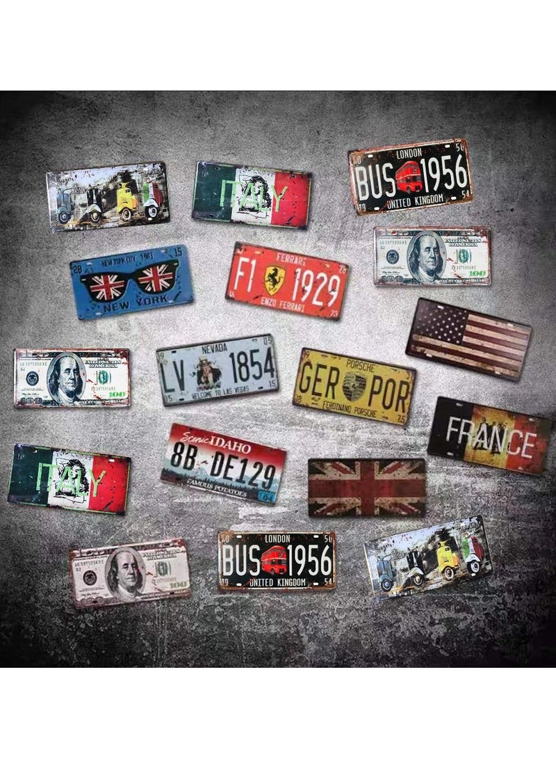 LINGWEI Wall Decorative Metal Plate Tin Sign Multicolour 30x15cm 6pcs - Image 3